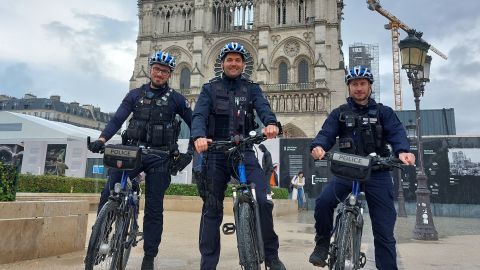 Bike patrol in front of Notre Dame